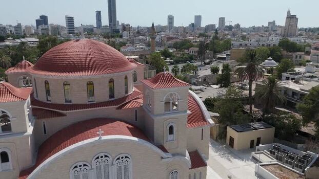 Aerial view of church in Nicosia Cyprus.
