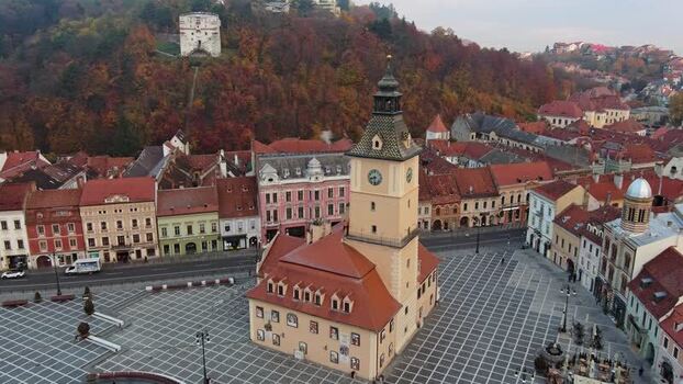 Aerial view of Council Square in the historic city of Brasov Romania. Aerial view of Council Square in the historic city of Brasov Romania.