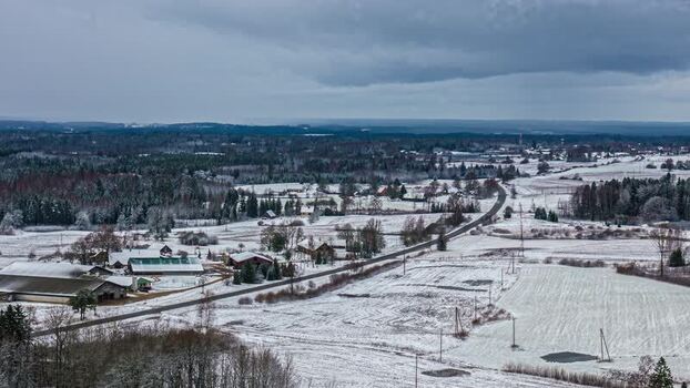 Aerial view of snowy rural landscape in Latvia. Aerial view of snowy rural landscape in Latvia.