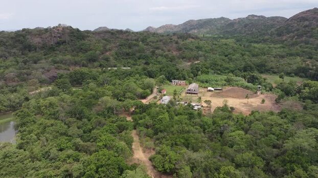 Aerial view of rural landscape in Sri Lanka.