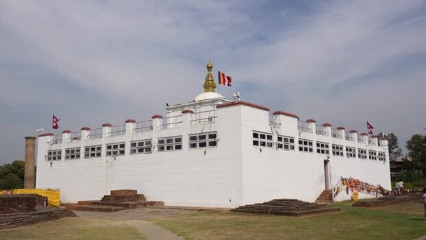 View of the Maya Devi Temple in Lumbini Nepal.
