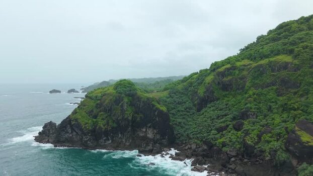 Aerial view of Bukit Pengilon cliffs Indonesia.