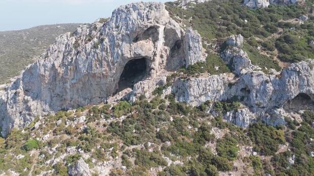 Aerial view of rocky cave in Famagusta Northern Cyprus.