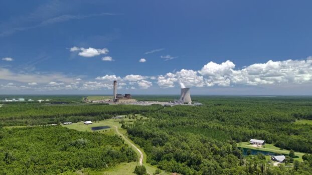 Aerial view of Seminole Electric power plant United States.