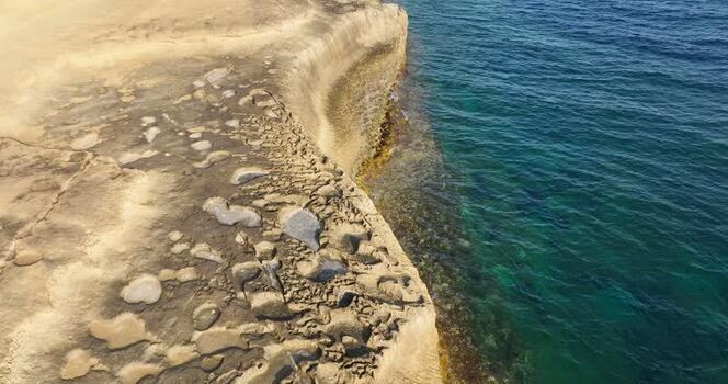 Aerial view of Qolla I Bajda Salt Pans Malta.