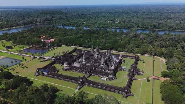 Aerial view of Angkor Wat temple complex in Cambodia. Aerial view of Angkor Wat temple complex in Cambodia.