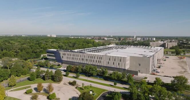 Aerial view of data center in Elk Grove Village United States. Aerial view of data center in Elk Grove Village United States.