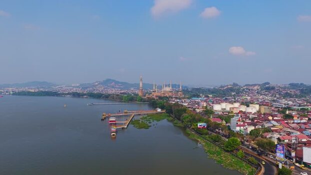 Aerial view of the Islamic Center of Samarinda Indonesia.