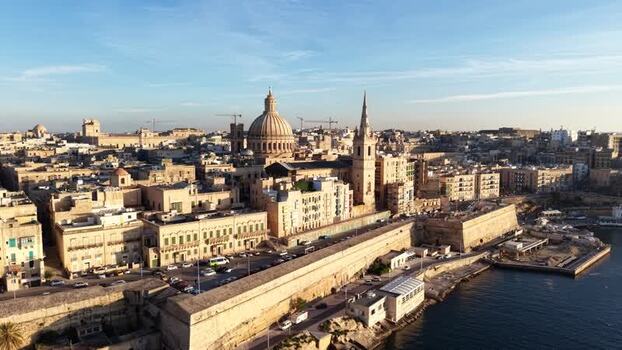 Aerial view of Basilica of Our Lady of Mount Carmel Malta.