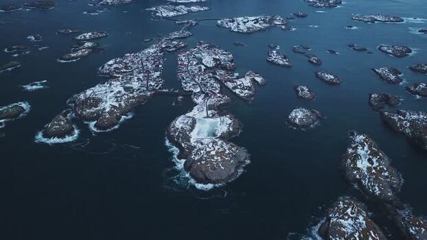Aerial view of Henningsv&aelig;r Football Stadium Norway.
