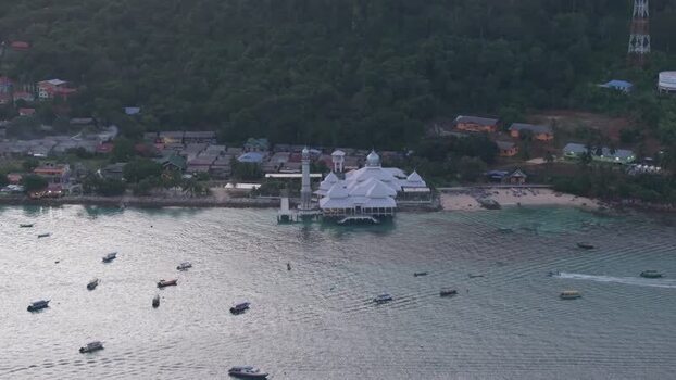 Aerial view of Perhentian Islands mosque in Malaysia. Aerial view of Perhentian Islands mosque in Malaysia.
