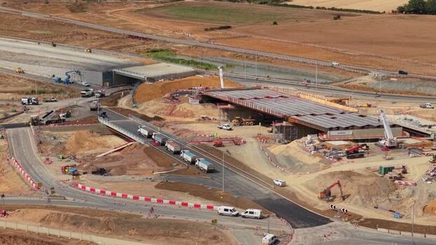 Aerial view of Black Cat Roundabout construction United Kingdom.
