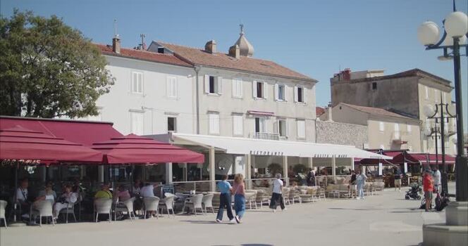 View of restaurant terrace in Krk Croatia. View of restaurant terrace in Krk Croatia.