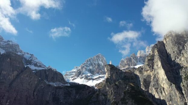 Aerial view of the snow dusted Dolomites of Brenta group peaks Italy. Aerial view of the snow dusted Dolomites of Brenta group peaks Italy.
