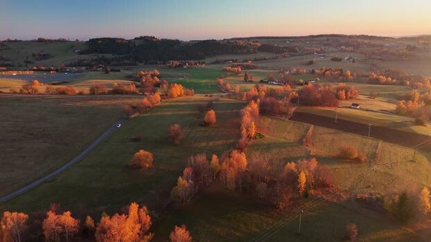 Aerial view of fields and trees Slovakia.