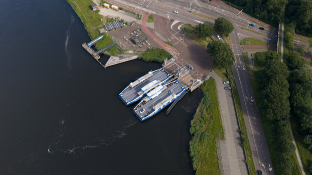 Velsen Noord Netherlands 20 June 2026 Aerial view of the Ferry Velsen Noord Electric Ferry emission free public transport. Velsen Noord Netherlands 20 June 2026 Aerial view of the Ferry Velsen Noord Electric Ferry emission free public transport.