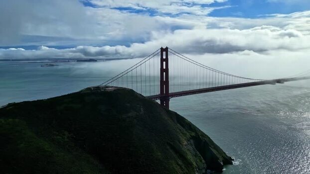 Aerial view of Golden Gate Bridge in San Francisco United States.