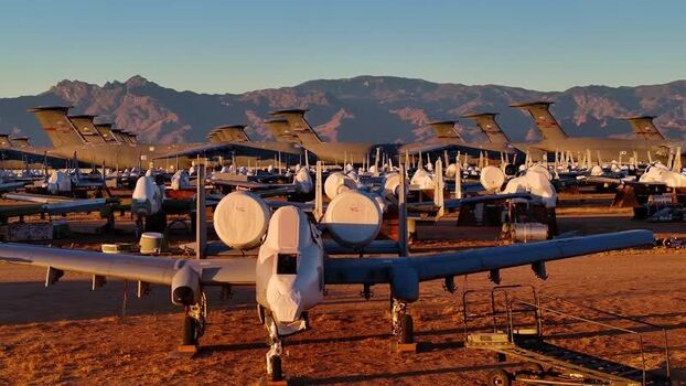 Aerial view of aircraft boneyard United States. Aerial view of aircraft boneyard United States.