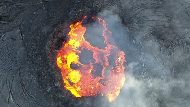 Aerial view of glowing lava in the Danakil Desert Ethiopia. Aerial view of glowing lava in the Danakil Desert Ethiopia.