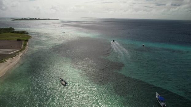 Aerial view of Los Roques archipelago in Venezuela.
