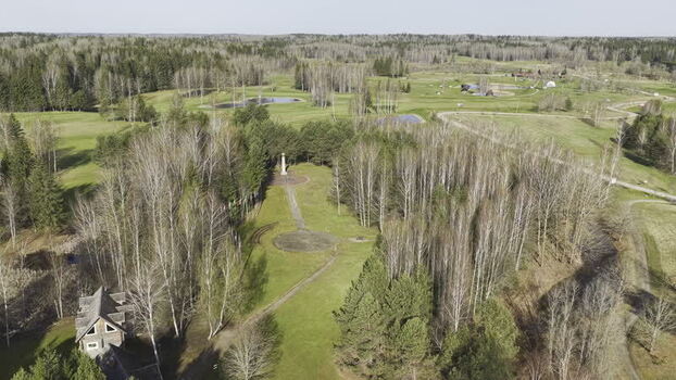 Aerial view of The Geographical Centre Of Europe Lithuania.
