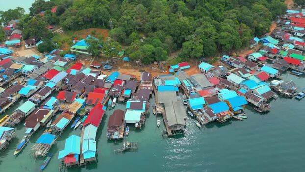 Aerial view of stilt village on Batam Island Indonesia. Aerial view of stilt village on Batam Island Indonesia.