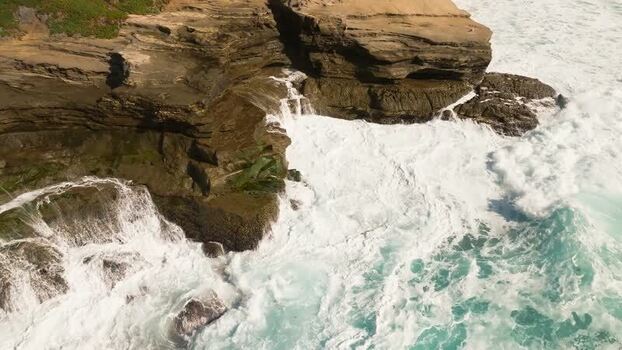 Aerial view of waves crashing against La Jolla Cove United States.