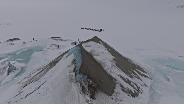 Aerial view of Pyramiden Svalbard and Jan Mayen.