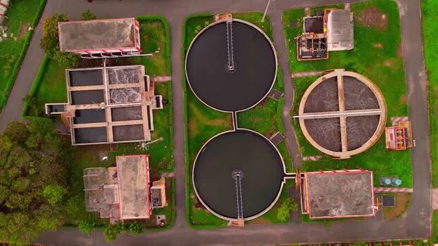 Aerial view of wastewater treatment plant in Surat India. Aerial view of wastewater treatment plant in Surat India.