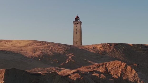 Aerial view of Rubjerg Knude lighthouse in Lokken Denmark.