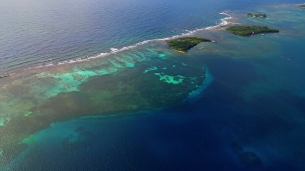 Aerial view of the coral reef and tropical islands of Guanaja Honduras. Aerial view of the coral reef and tropical islands of Guanaja Honduras.