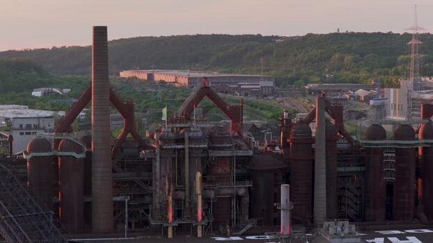 Aerial view of Volklingen Ironworks in Germany.