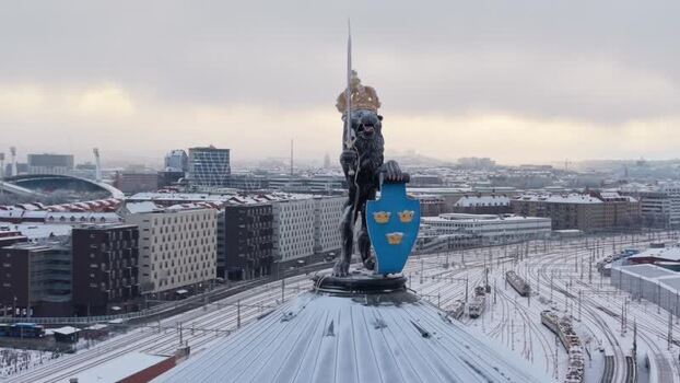 Aerial view of Skansen Kronan covered in snow Sweden.