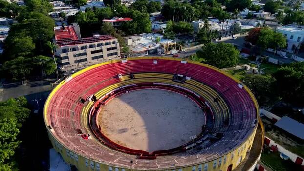 Aerial view of the bull ring in Merida Mexico.