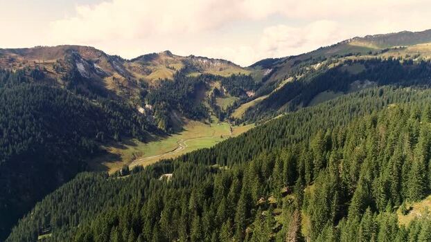 Scenic Aerial View of the Alps mountain range.