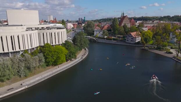 Aerial view of Opera Nova and river Brda Poland. Aerial view of Opera Nova and river Brda Poland.