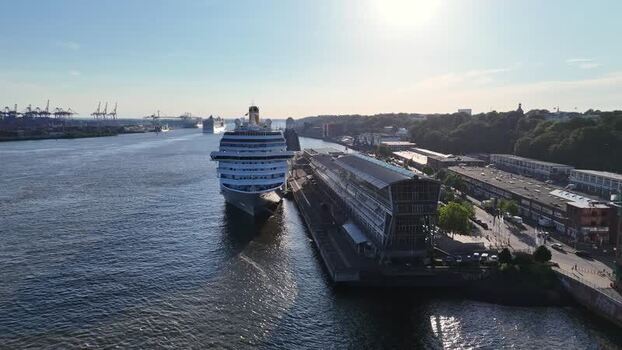 Aerial view of Hamburg Cruise Center Altona and cruise ship Germany. Aerial view of Hamburg Cruise Center Altona and cruise ship Germany.
