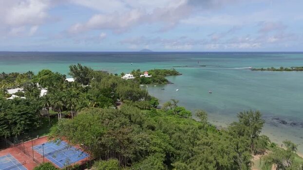 Aerial view of Cap Malheureux coastline Mauritius.
