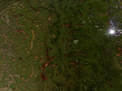 Aerial view of Abstract Tidal Patterns Culbin Sands featuring intricate water channels and salt marsh vegetation in the coastal landscape of Nairn Scotland United Kingdom. Aerial view of Abstract Tidal Patterns Culbin Sands featuring intricate water channels and salt marsh vegetation in the coastal landscape of Nairn Scotland United Kingdom.