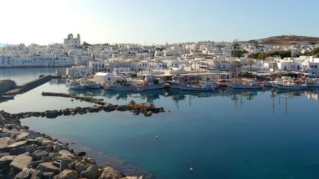 Aerial view of the harbor in Naoussa Greece. Aerial view of the harbor in Naoussa Greece.