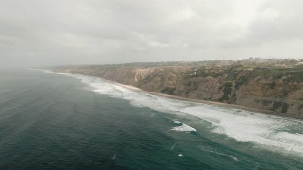 Aerial view of La Jolla Cove cliffs and beach United States.