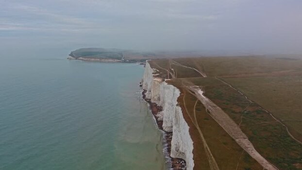 Aerial view of Seven Sisters Cliffs and coastline United Kingdom. Aerial view of Seven Sisters Cliffs and coastline United Kingdom.