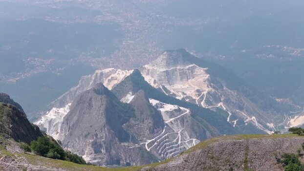 Aerial view of Carrara marble quarries in the Apuan Alps Italy. Aerial view of Carrara marble quarries in the Apuan Alps Italy.