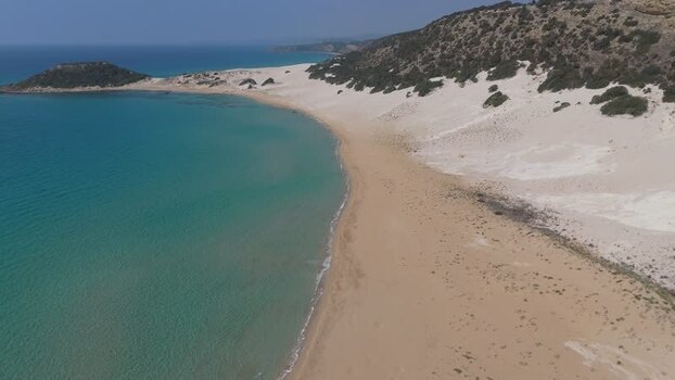Aerial view of a sandy beach and coastline Northern Cyprus.