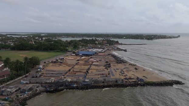 Aerial view of fish market in Colombo Sri Lanka.