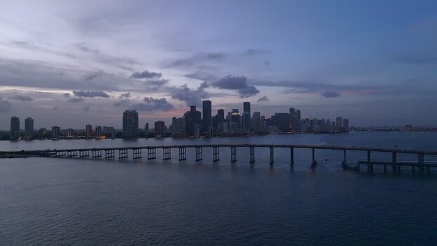 Aerial view of Rickenbacker Causeway Key Biscayne Florida United States.