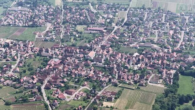 Aerial view of the historic town of Selestat France.