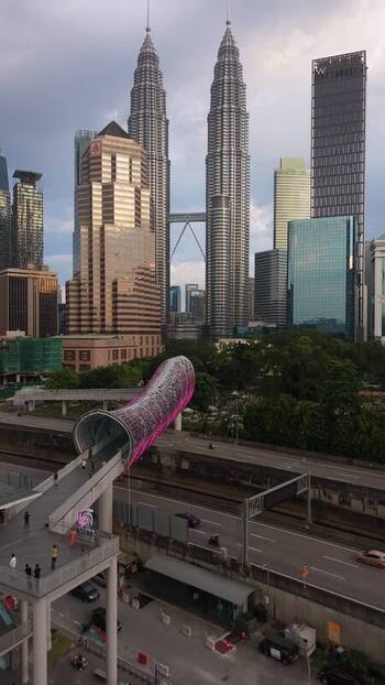 Aerial view of Petronas Towers Malaysia.