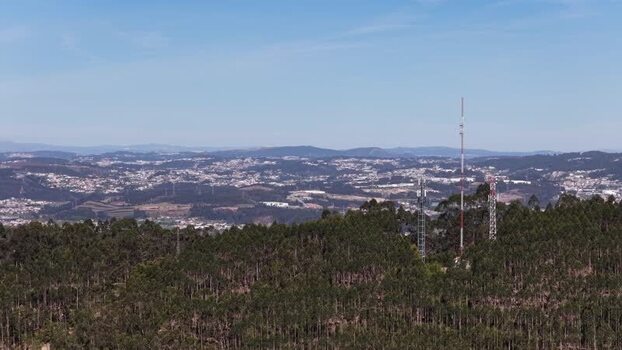 Aerial view of towers and trees Portugal.