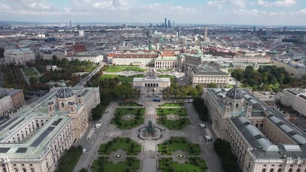 Aerial view of Maria Theresien Platz in Vienna Austria.